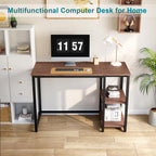 Sinpaid Computer Desk 40 Inch With 2 Shelves, Sturdy Home Office Desk With Large Storage Space, Modern Gaming Desk, Study Writing Laptop Desk(Brown,40 Inch)