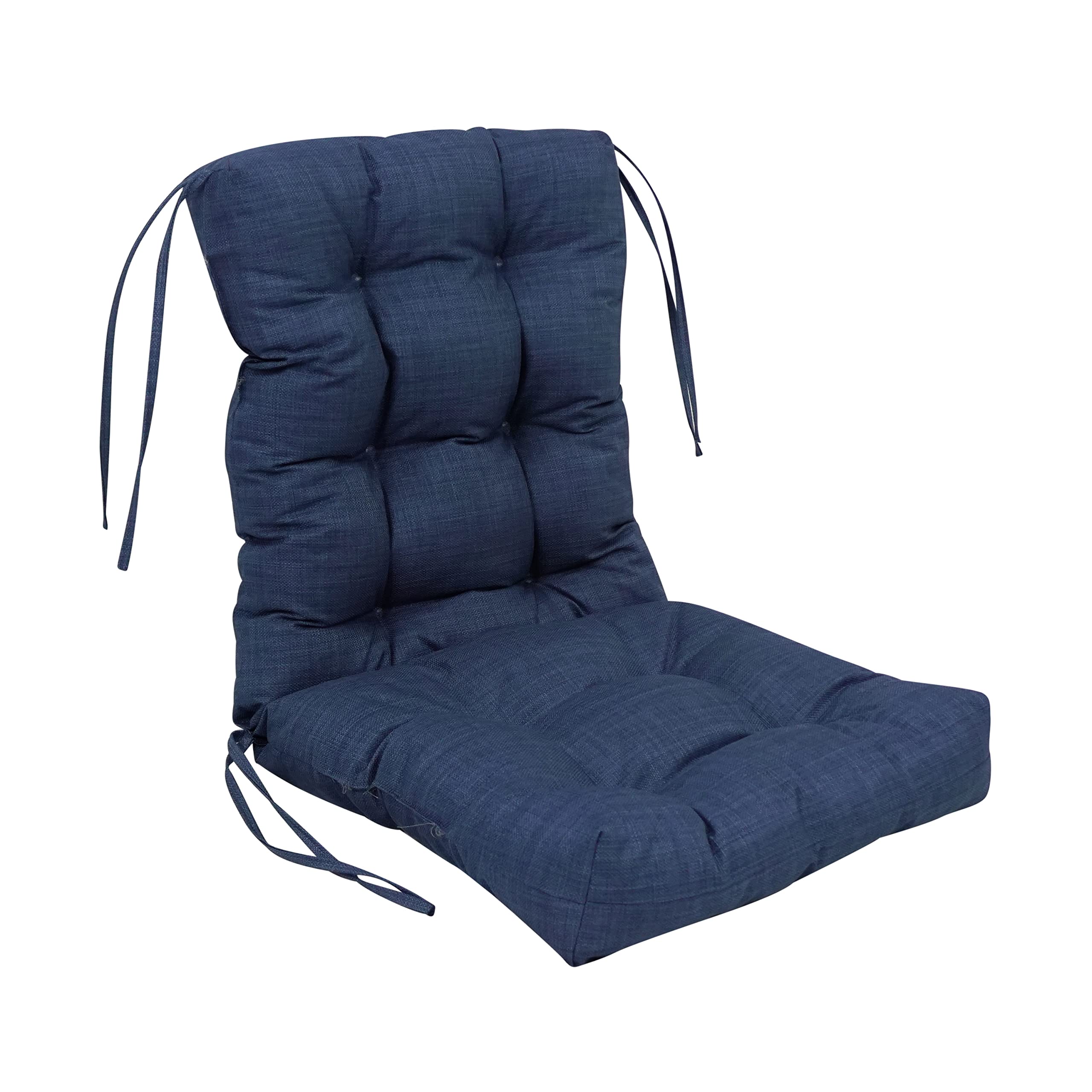 Blazing Needles Indoor/Outdoor Tufted Seat/Back Chair Cushion, 18 x 38, Azul