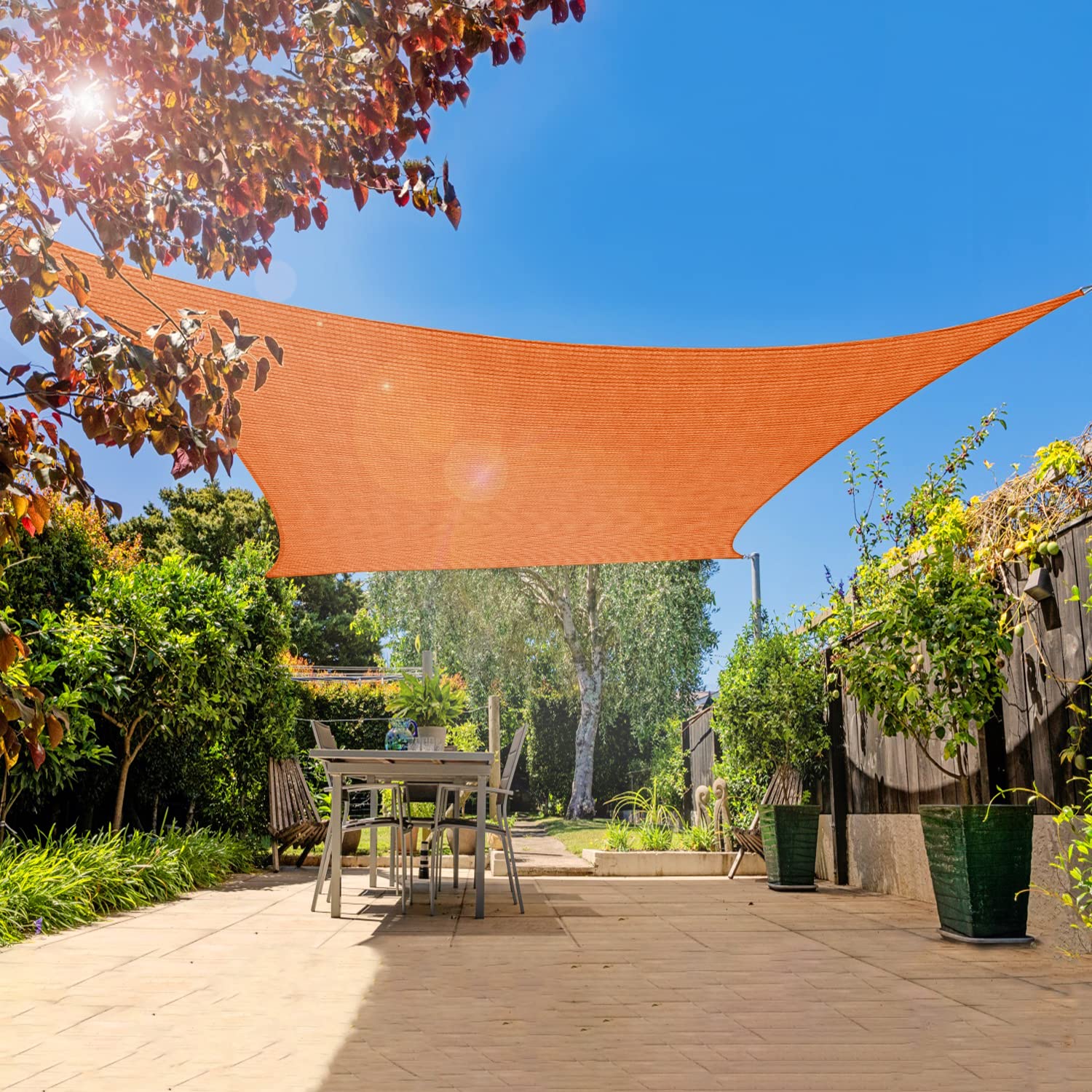 Infrange 7' X 13' Rectangle Sun Shade Sails Canopy Uv Block For Patio Deck Pergola Yard Lawn Outdoor Activities (Orange)