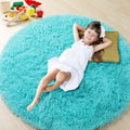 ONASAR Blue Round Area Rug 4ft, Soft Bedroom Circle Rugs Floor Mats for Kids Girls Teen Room, Cute Fluffy Plush Shaggy Carpet fo