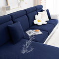 Smiry Waterproof Couch Cushion Covers, Stretch Jacquard Thick Sofa Cushion Covers, Washable Seat Cover Slipcover Elastic Furniture Protector For Pets, Kid (Large, Navy)
