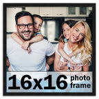 CountryArtHouse 16x16 Frame Black Solid Pine Wood Picture Frame Includes UV Acrylic Plexiglass, Acid Free Foam Backing Board and