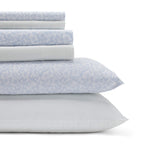 Laura Ashley - Queen Sheets, Cotton Percale 6-Piece Bedding Set, Crisp & Cool Home Decor (Belle Blue Cashmere, Queen)