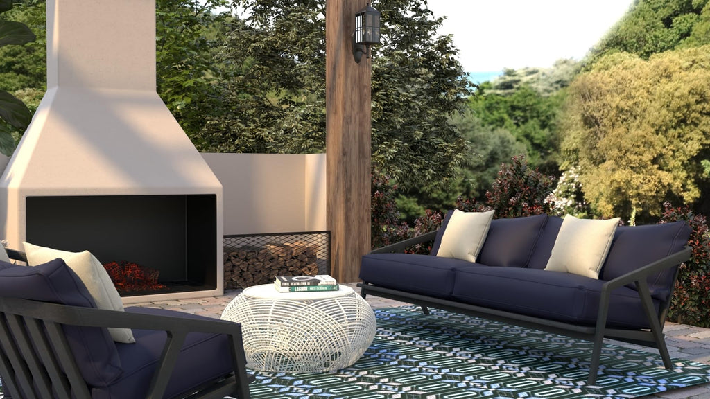 Mad Mats Geometric Outdoor Rug, Reversible Plastic Mat (2.5' X 6', Dark Periwinkle)