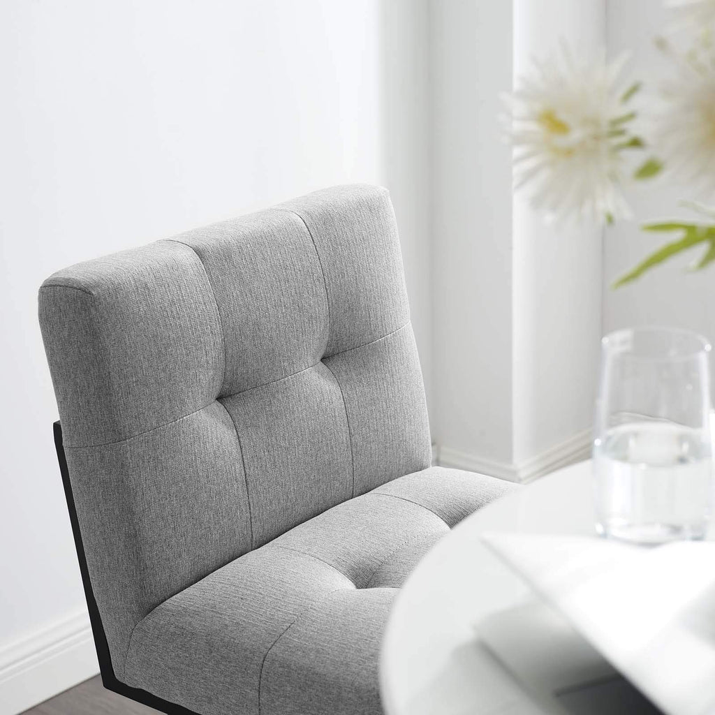 Modway Privy Black Stainless Steel Upholstered Fabric Bar Stool, Light Gray