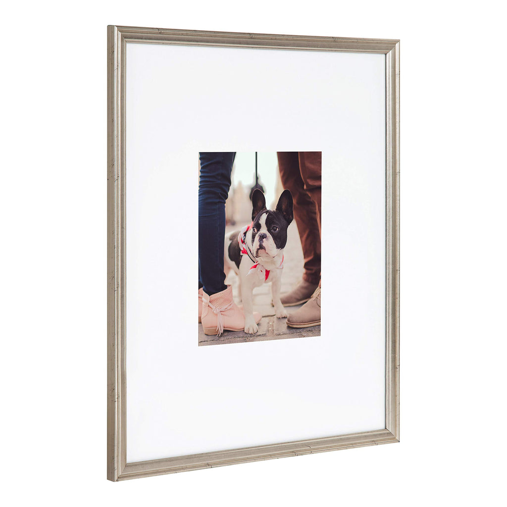 Kate And Laurel Adlynn Wall Picture Frame Set, 16'' X 20'' Matted To 8'' X 10'', Warm Silver, Set Of 3