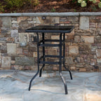 Flash Furniture Barker 27.5" Square Black Tempered Glass Bar Height Metal Patio Bar Table