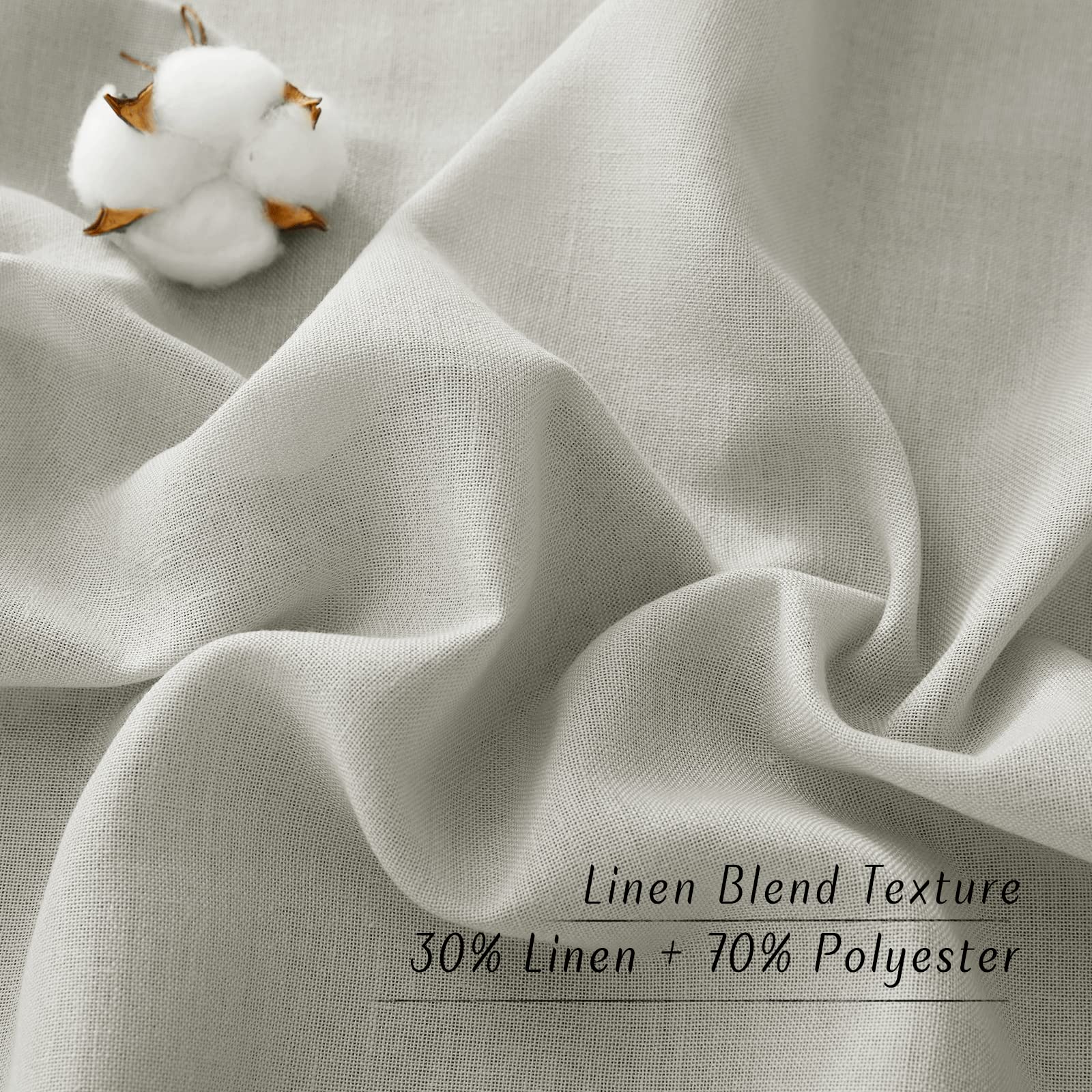Nicetown Gray Linen Curtains 108 Inches Long For Living Room, Grommet Privacy Semi Sheer With Light Filtering Thick Flax Linen Drapes For Bedroom/Patio, W55 X L108, 2 Panels