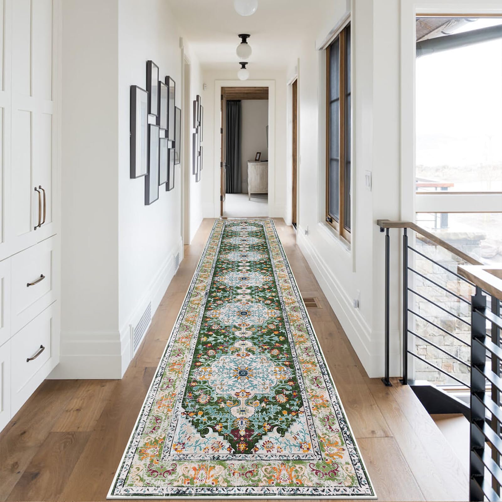 UArtlines 2.6 x 14 Long Boho Hallway Runner Rug, Non Slip Washable Vintage Farmhouse Accent Area Rug Carpet for Kitchen Entry