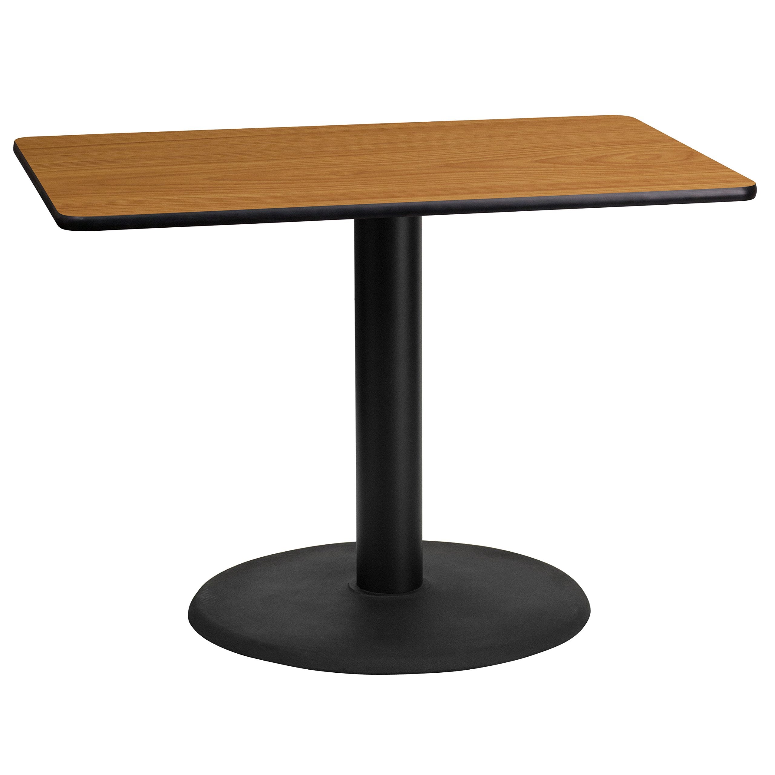 Flash Furniture 24'' x 42'' Rectangular Natural Laminate Table Top with 24'' Round Table Height Base