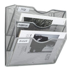 Pag Hanging Wall File Holder Mail Organizer Wall Mount Document Letter Rack, 3-Tier, Silver