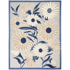 Nourison Aloha Indoor/Outdoor Blue/Grey 7' X 10' Area Rug, Easy Cleaning, Non Shedding, Bed Room, Living Room, Dining Room, Kitchen (7X10)