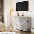 Wlive Dresser Tv Stand, Entertainment Center With Fabric Drawers, Media Console Table With Metal Frame And Wood Top For Tv Up To 45 Inch, Chest Of Drawers For Bedroom, Living Room, Light Grey