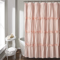 Lush Decor Darla Ruched Floral Bathroom Shower Curtain, 72    X 72   , Blush
