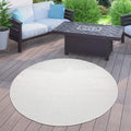 Solid Outdoor Rug For Patio Or Balcony Weatherproof In Mottled Cream, Size: 3'11' Round