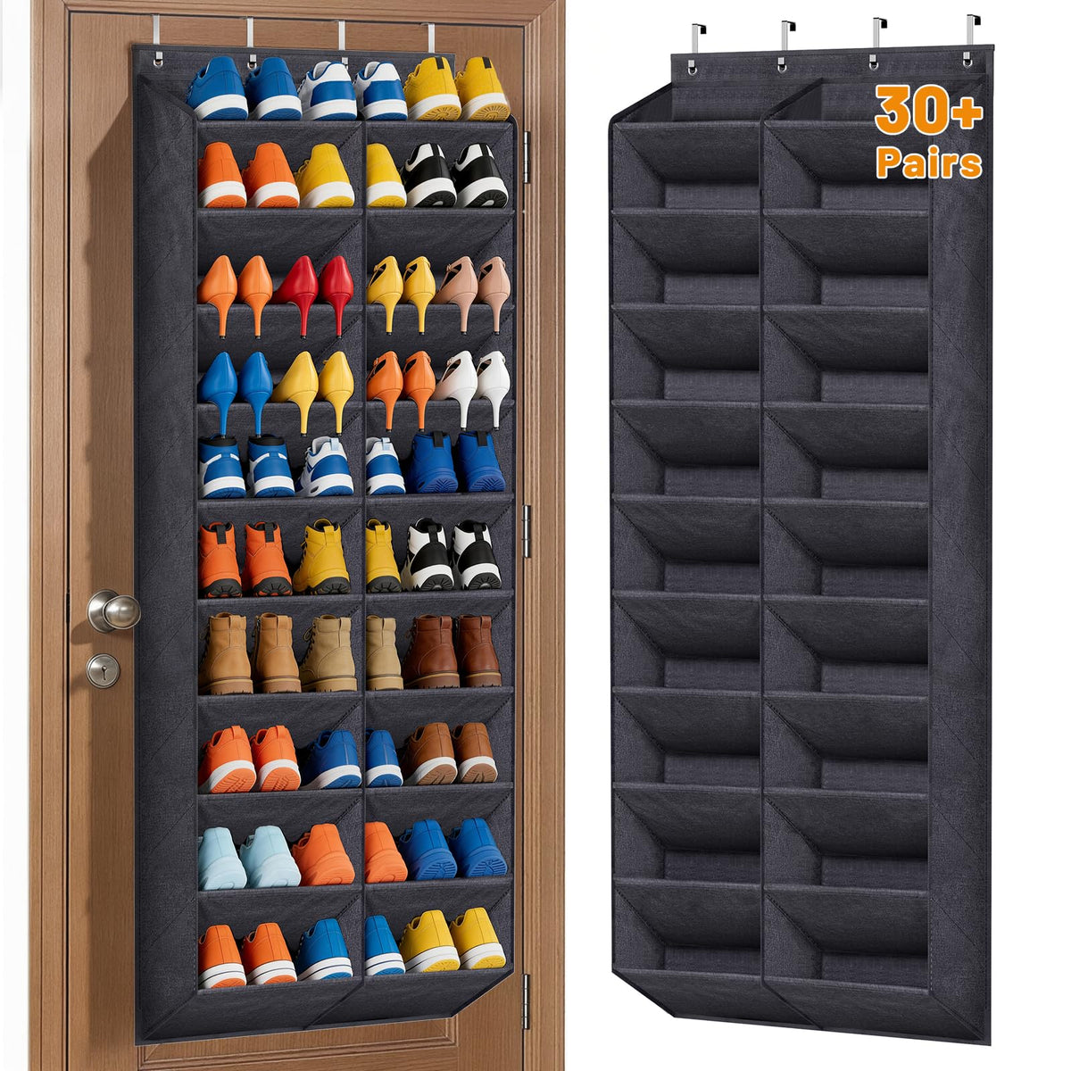MISSLO 2030 Pairs Over the Door Shoe Organizer for Closet 20 Extra Large Deep Pockets Hanging Shoe Rack for Door 10Tier Heavy 