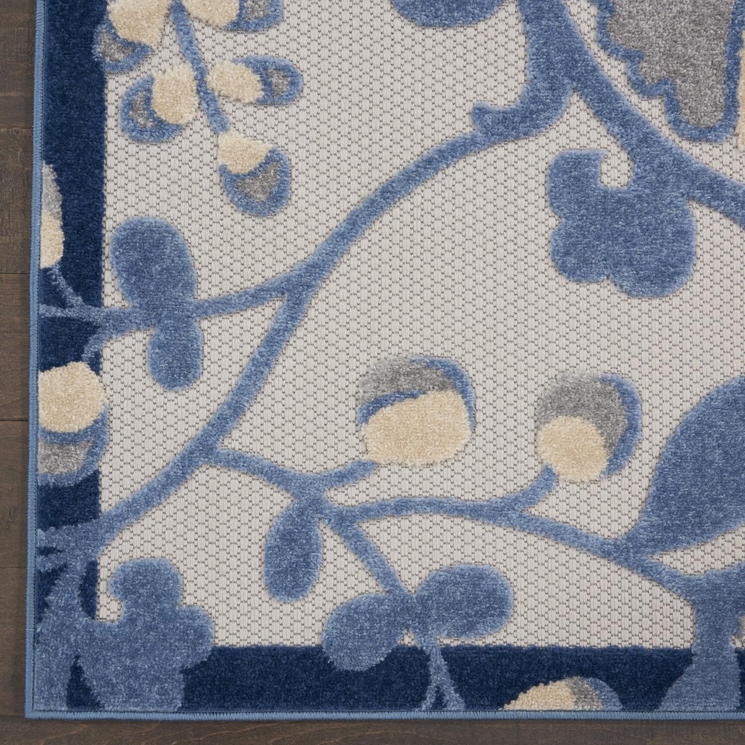 Nourison Aloha Indoor/Outdoor Blue/Grey 3' X 5' Area -Rug, Easy -Cleaning, Non Shedding, Bed Room, Living Room, Dining Room, Backyard, Deck, Patio (3X5)