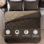Downluxe Full Size Comforter Set - Brown And Tan Full Comforter - Soft Bedding Sets For All Seasons -3- Piece Comforter Set Full With 2 Reversible Pillow Shams