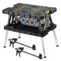 Keter Folding Work Table, Portable Workbench w/ 12 Clamps for Garage/Wood Shop