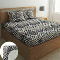 Home Sizzler 210 Tc Microfibre Abstract Geometric Print Double Fitted Bedsheet (72X78 Inch) With 2 King Size Pillow Covers