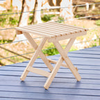 Shine Company Square Wooden Folding Solid Wood Side Table, Outdoor Adirondack Small Patio Table, Natural