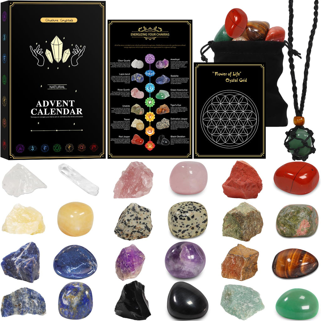 Pukamam Crystal Advent Calendar 2024 Adult Rock Healing Gemstone 24 Days Christmas Countdown calendar