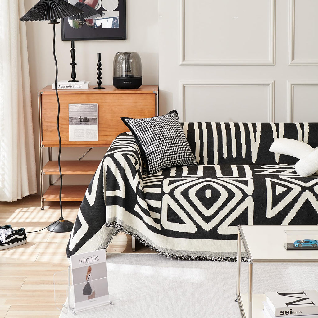 Handontime Boho Sofa Covers For Dogs Black Couch Sofa Covers For 3 Cushion Couch Sofa Beige Chenille Sofa Slipcover Couch Covers For Sectional L Shaped Couch Pets Protector Furniture Covers 71' X150'