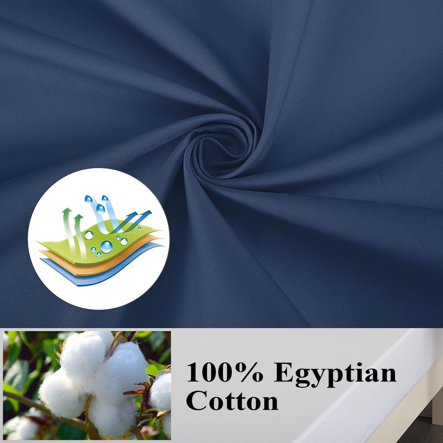 100% Egyptian Cotton Pillow Protectors Set Of 2, 600 Thread Count Standard Size Bed Pillow Cases With Zipper,Sateen Weave Coolin