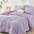 Hymokege Lavender Twin Comforter Set Seersucker 5 Pieces, All Season Luxury Bed In A Bag For Bedroom, Bedding Set With Comforter