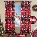 Christmas Curtains for Living Room 2 Panels Set 84 Inch Length,Red White Snowman Buffalo Plaid Blackout Curtains for Bedroom Cou