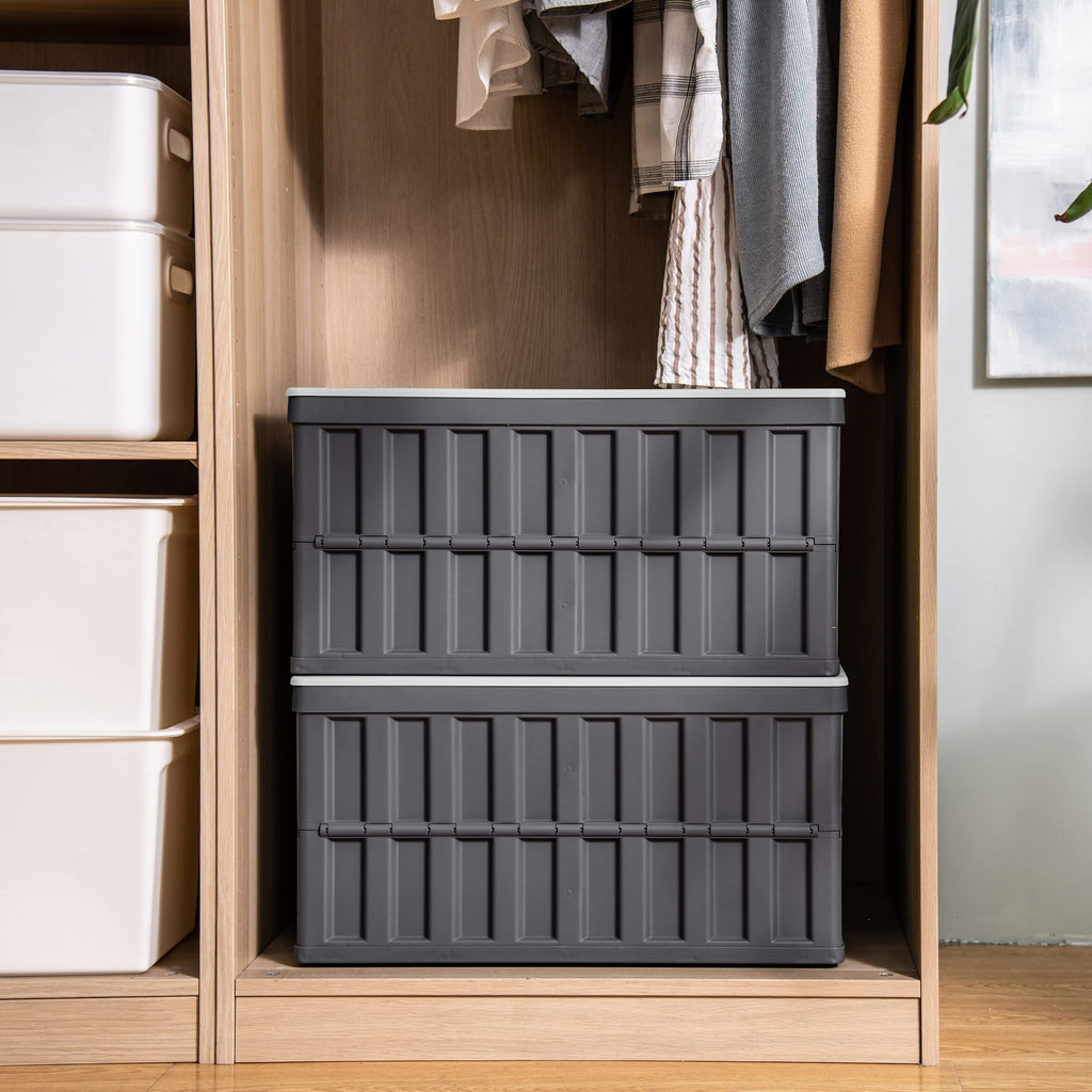 Citylife 64L Collapsible Storage Bins With Lids Plastic Storage Containers For Organizing Stackable Storage Box Large Heavy Duty