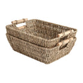 StorageWorks Hand-Woven Large Storage Baskets with Wooden Handles, Seagrass Wicker Baskets for Organizing, 2-Pack
