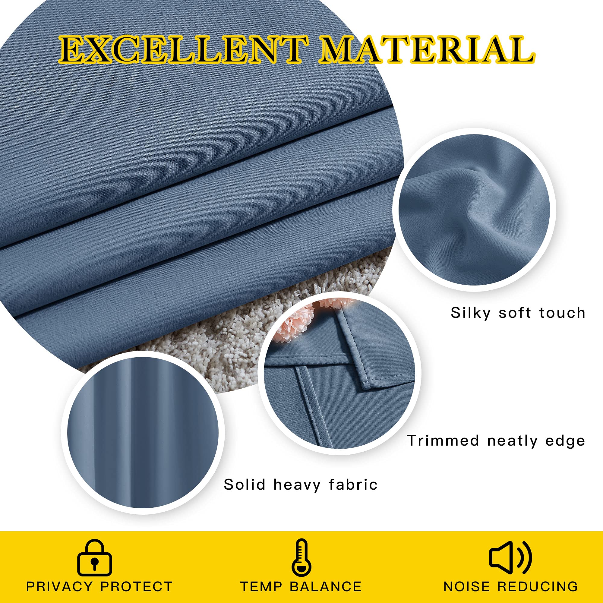 Nicetown Bedroom Room Darkening Curtains - Triple Weave Grommet Top Thermal Insulated Solid Energy Saving Panels/Drapes For Pati