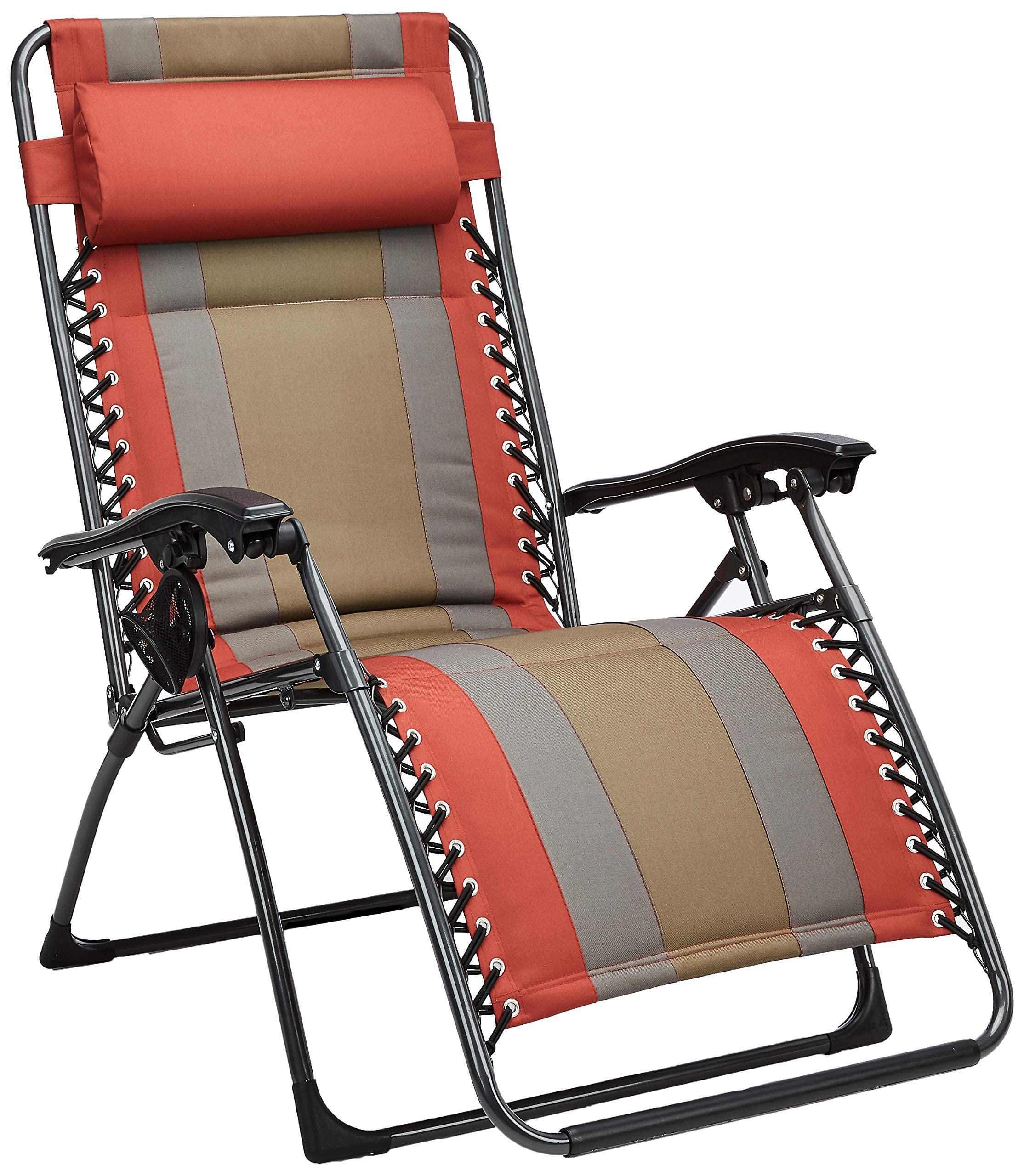 Amazon Basics Outdoor Padded Adjustable Zero Gravity Folding Reclining Lounge Chair With Pillow (Red)