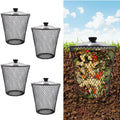 4 Pack In Ground Compost Bin Outdoor, Metal Worm Compost Bin with Lid for Organic Refuse, Worm Farm for Garden, Vegetable Patch,
