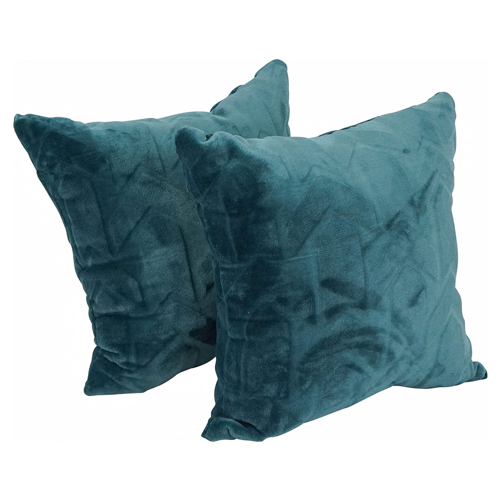 Blazing Needles Square Faux Fur Throw Pillows, 17", Agora Teal 2 Count