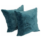 Blazing Needles Square Faux Fur Throw Pillows, 17", Agora Teal 2 Count