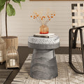 COSIEST Outdoor Side Table w Spotted Tabletop, Concrete Side Table, Round Patio Side Table Stool, Lightweight Outdoor Accent Tab