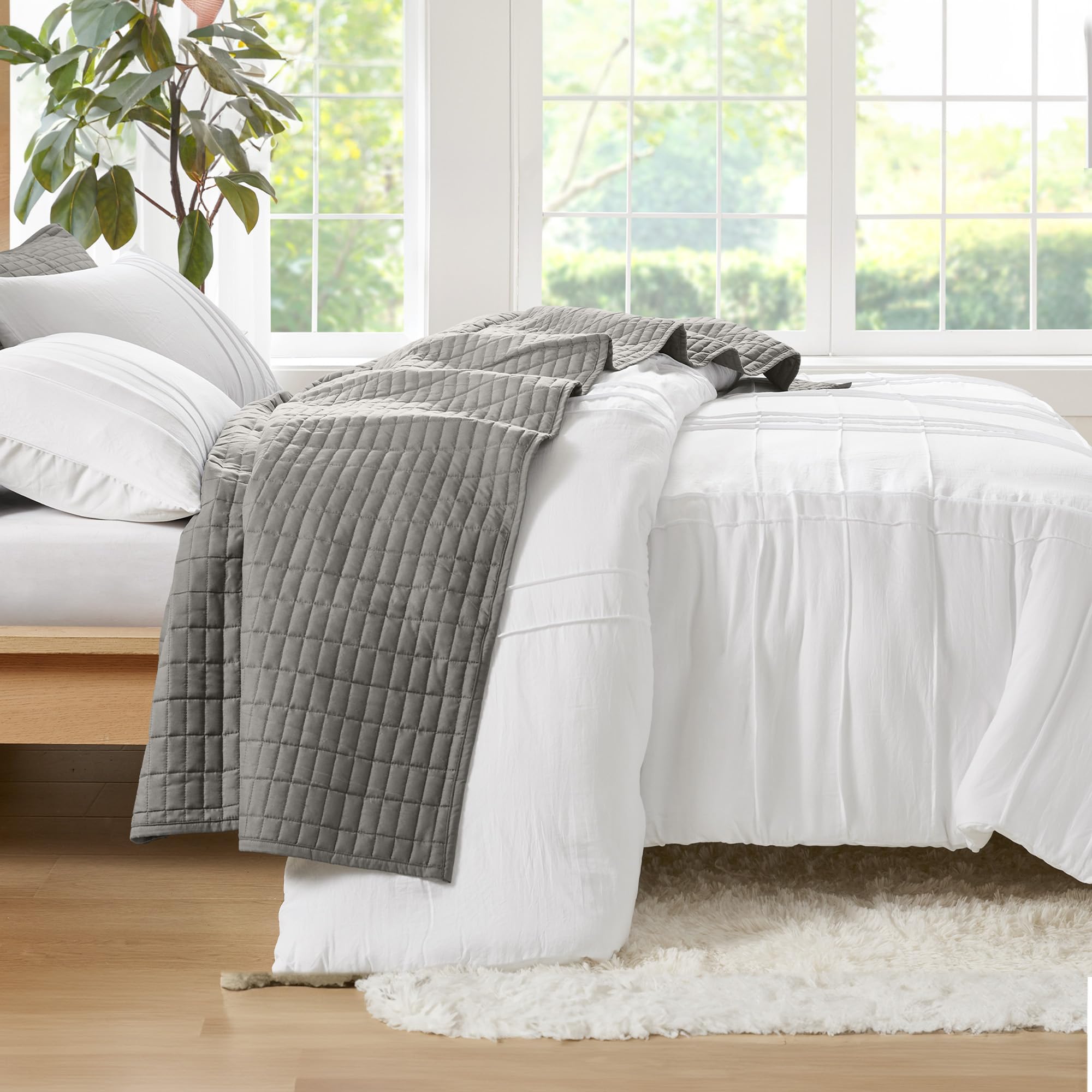 Comfort Spaces White King Size Duvet Cover Set - 3 Pieces Pintuck Pleated Duvet Cover King, All Season Lightweight, Extra Softness Pre-Washed Microfiber King Bedding Cover Shams, King/Cal King