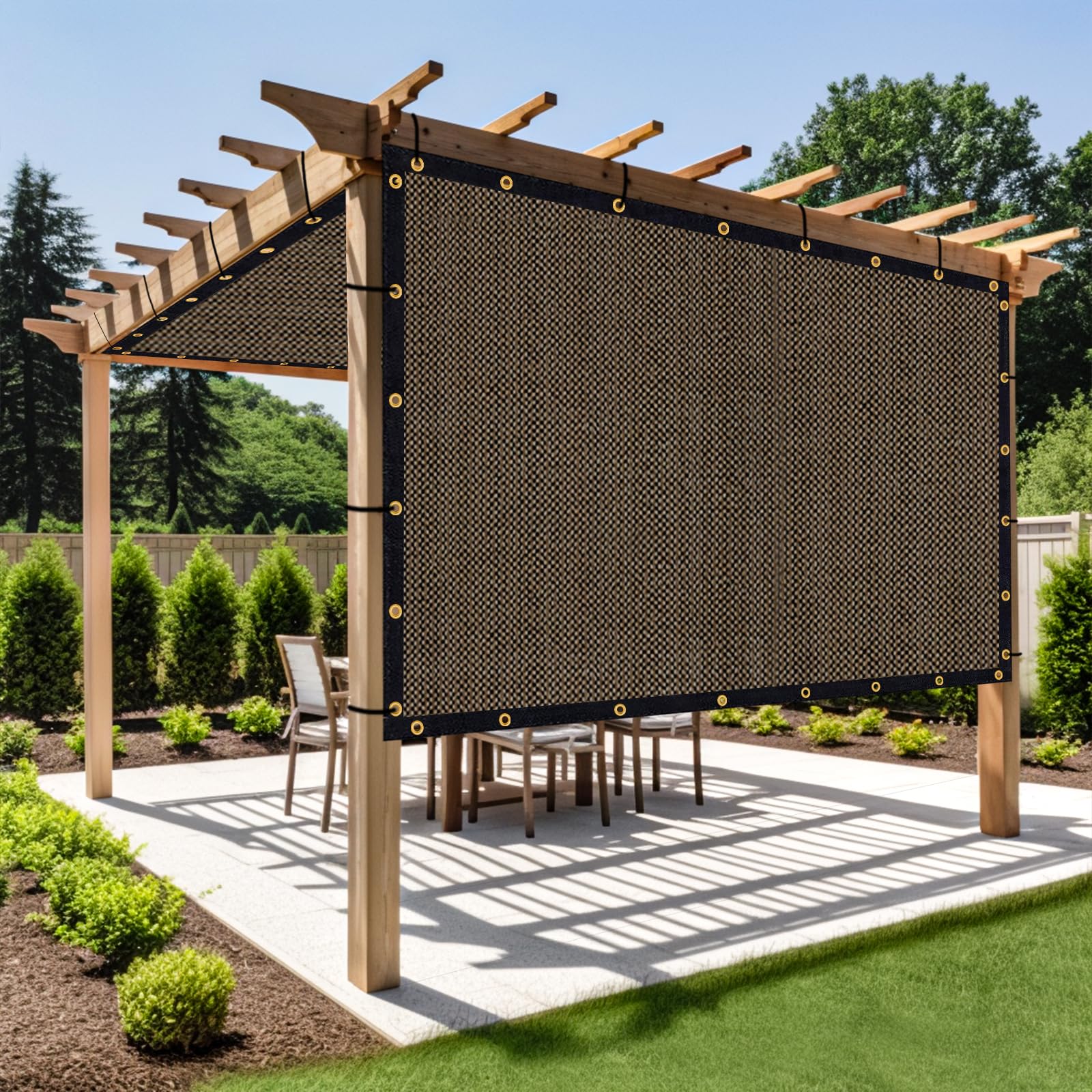 Shade&Beyond Customized Size 22' X 24' Shade Cloth With Grommets, 90% Uv Protection Uv Protection Mesh Tarp Sun Screens For Pati