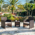 Nestl Wicker Outdoor Furniture Set - 3 Piece Patio Bistro Set (Brown/Beige)