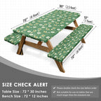 Britown Picnic Table Cover With Bench Covers Elastic Edges, Green Flower Fitted Table Cover, Outdoor Patio Camping Essentials 72