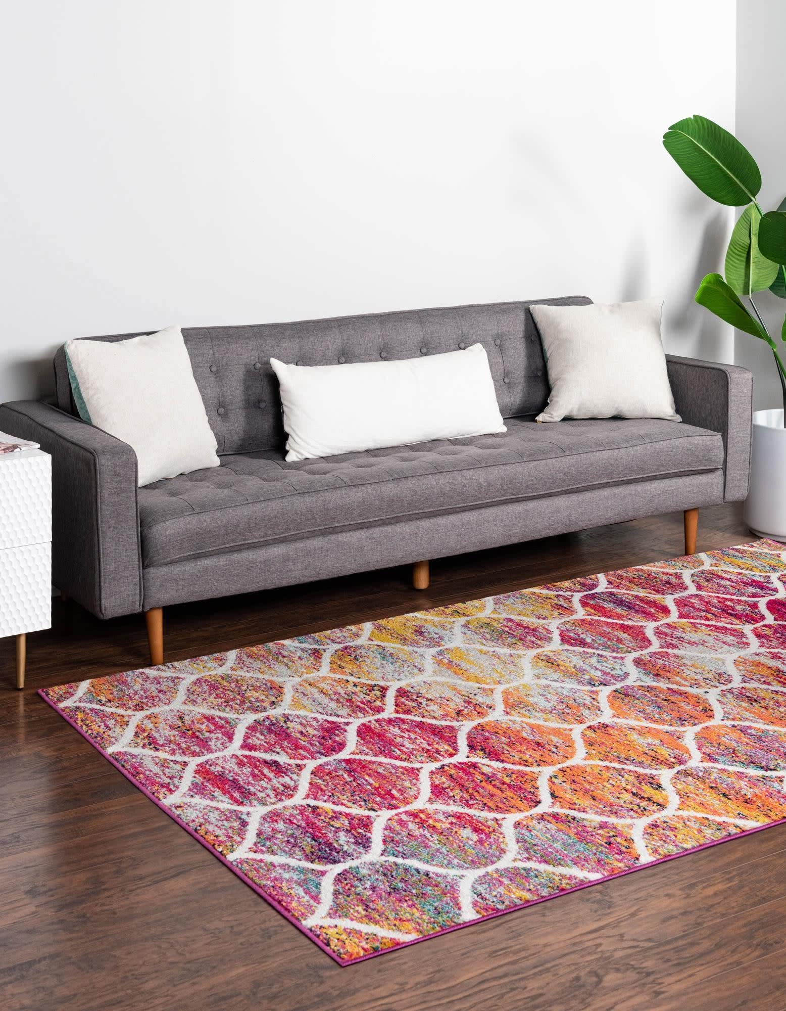 Unique Loom Trellis Frieze Collection Area Rug - Rounded (3' 3'' X 5' 3'', Multi/ Black)