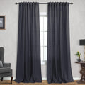 Dark Grey Linen Curtains 108 Inch Length For Living Room Sliding Glass Door Patio Large Tall Window ,Extra Long Rod Pocket/Back