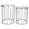 Rutledge & King Round End Table Set - Silver End Tables with Mirrored Tops - Nesting Round Accent Tables - Silver and Mirrored M