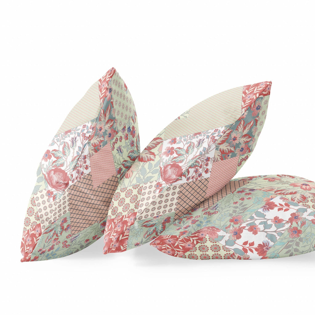 HomeRoots Red White Floral Zippered Suede Throw Pillow