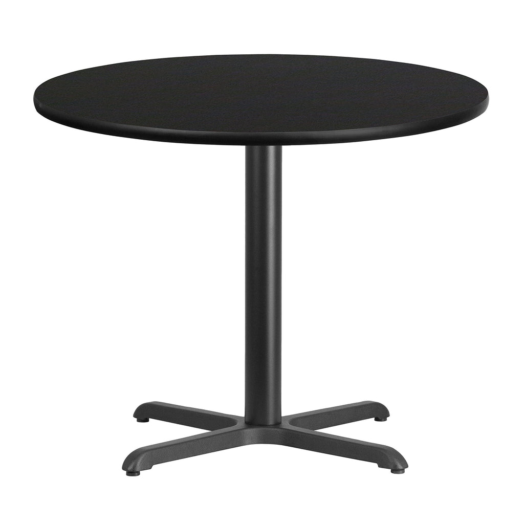 Flash Furniture Stiles 36'' Round Black Laminate Table Top with 30'' x 30'' Table Height Base