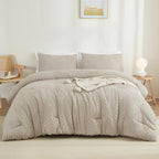 Litanika Oatmeal King Size Comforter Set, 3 Pieces Tufted Boho Farmhouse Bedding Comforter Sets, Lightweight Fluffy Comforter Be