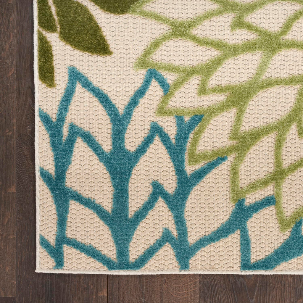 Nourison Aloha Indoor/Outdoor Green Multicolor 2' X 6' Area Rug, Easy Cleaning, Non-Shedding, Bed Room, Living Room, Dining Room, Backyard, Patio, Deck (2X6)