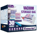 HIBAg Vacuum Storage Bags, 30-Pack Space Saver Vacuum Storage Bags, Zipper Vacuum Sealed Bags for clothing, clothes, comforters 